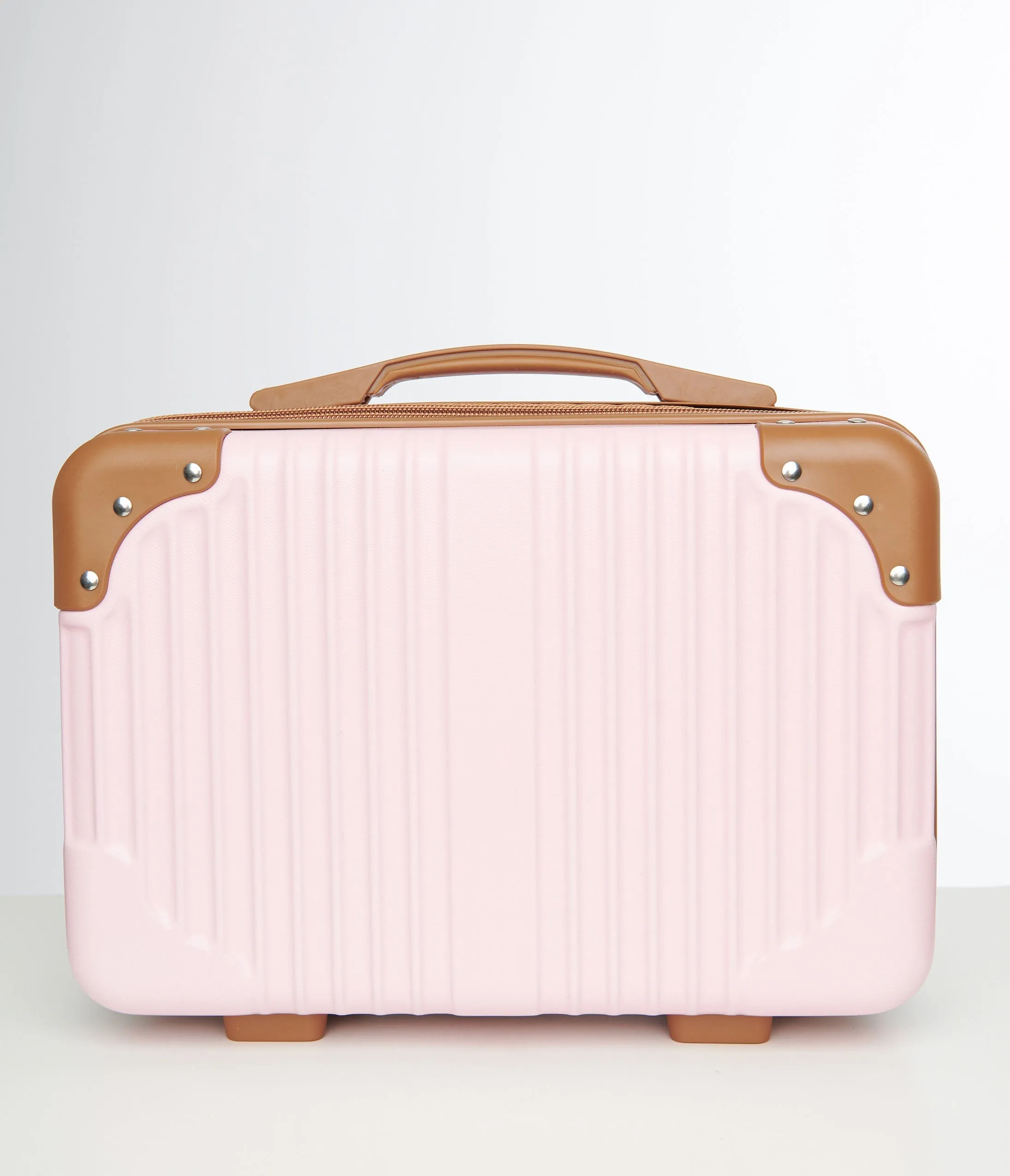 1950s Pink & Brown Suitcase Makeup Case