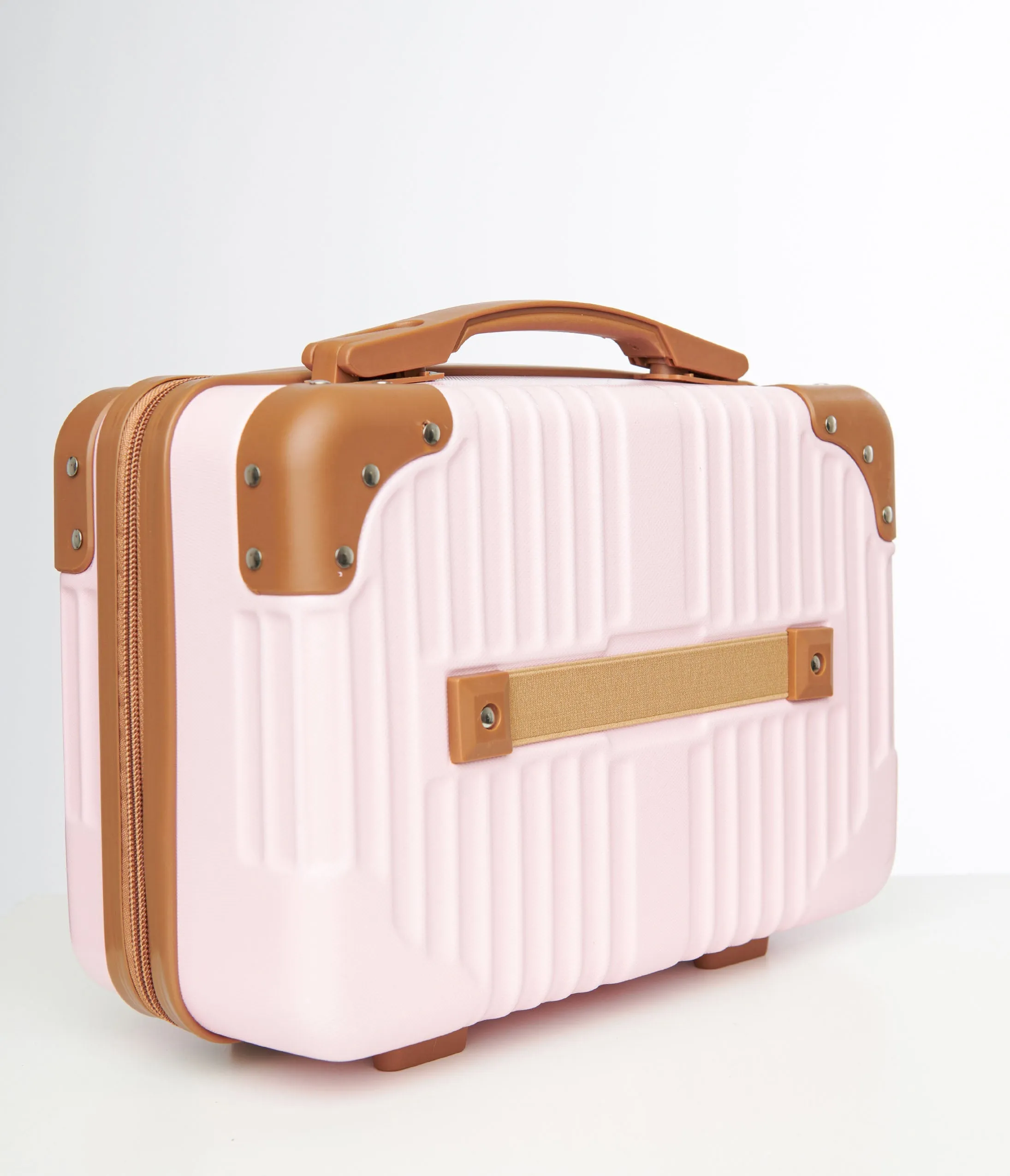 1950s Pink & Brown Suitcase Makeup Case