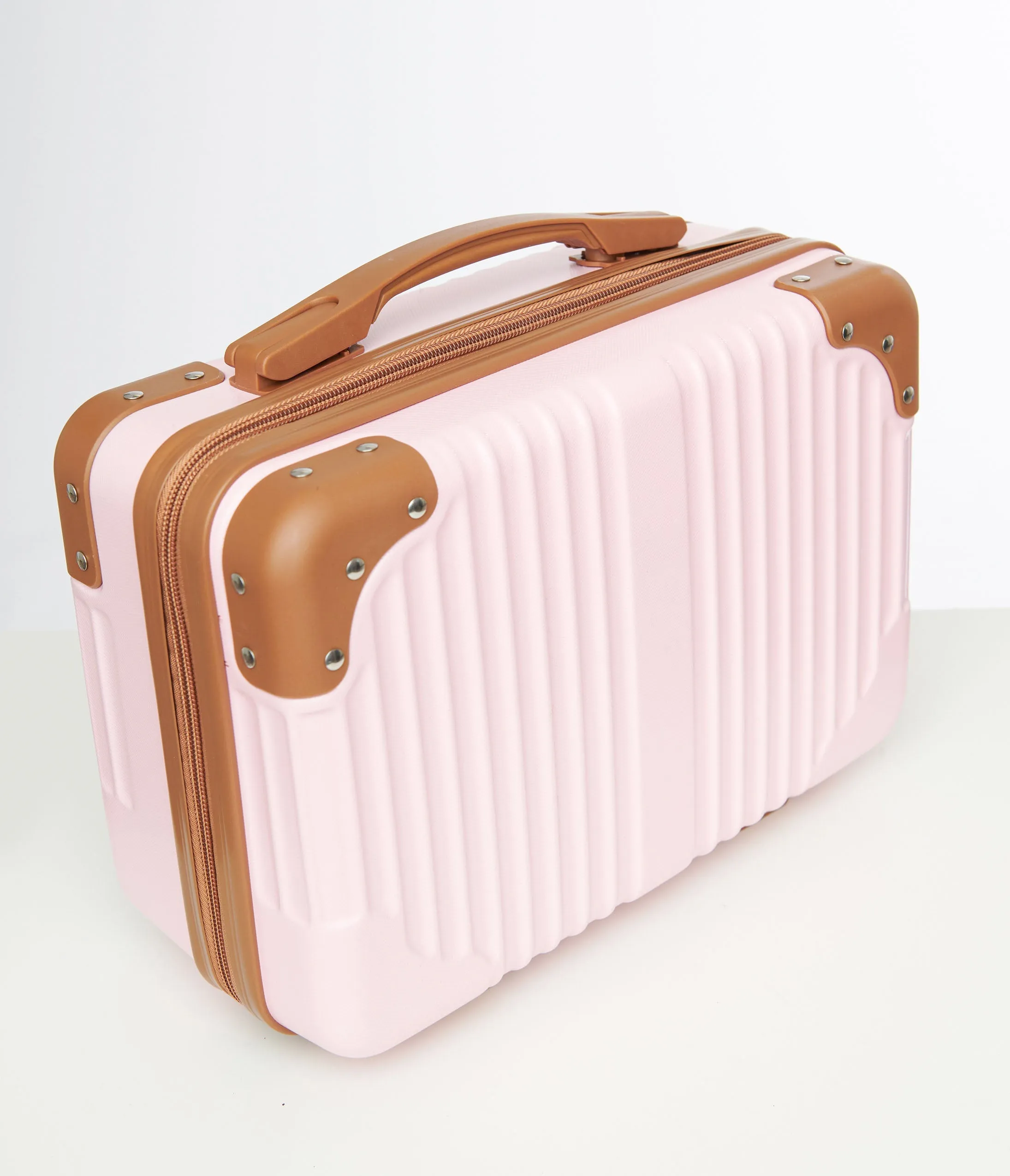 1950s Pink & Brown Suitcase Makeup Case