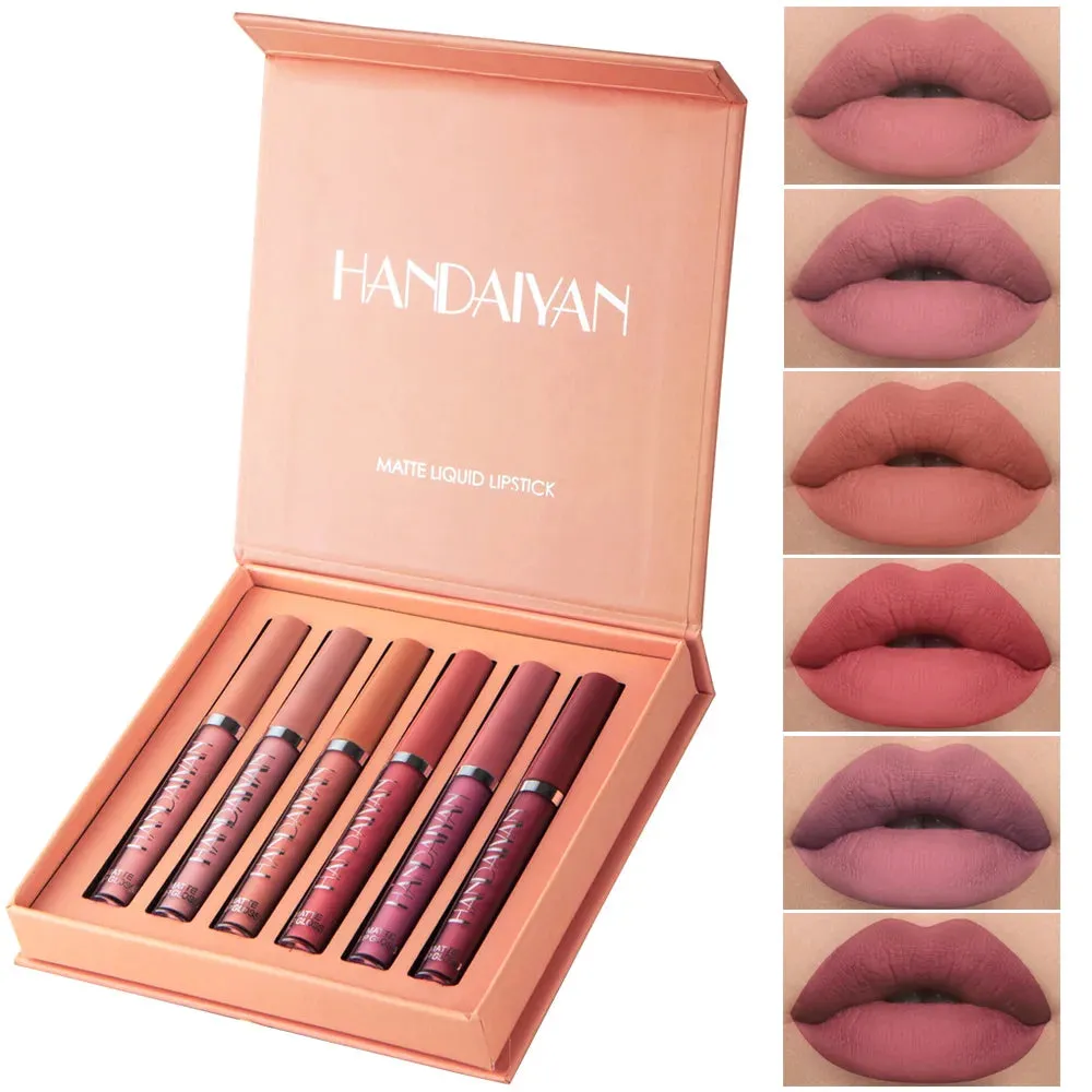 6-Piece Matte Waterproof Lip Gloss Set Suitable For Outdoor