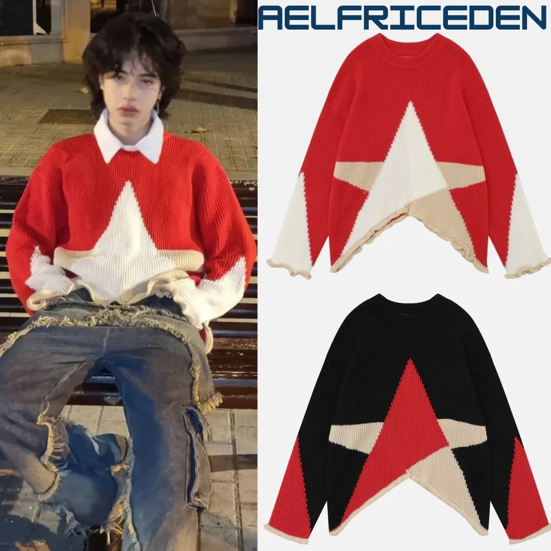 Aelfric Eden  |Pullovers Star Unisex Street Style U-Neck Long Sleeves Plain