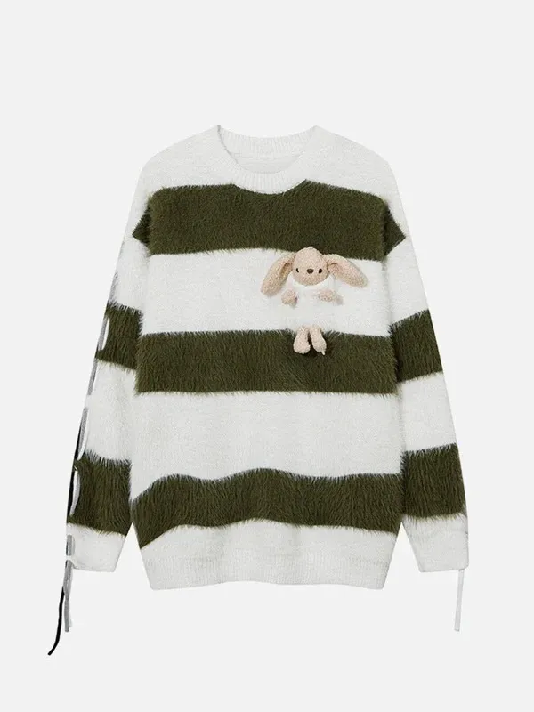 Aelfric Eden  |Stripes U-Neck Long Sleeves Sweaters