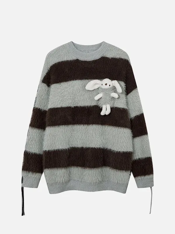 Aelfric Eden  |Stripes U-Neck Long Sleeves Sweaters