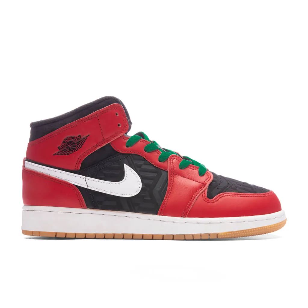 Air Jordan 1 Mid (GS) - Black/Fire Red/White/Malachite