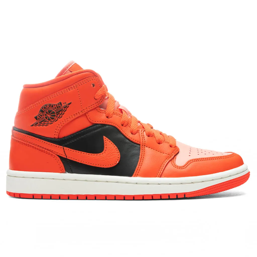 Air Jordan 1 Mid SE Women's - Crimson Bliss/Rush Orange/Black