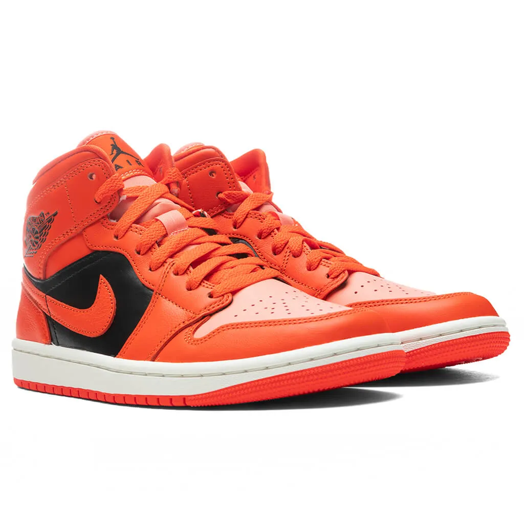 Air Jordan 1 Mid SE Women's - Crimson Bliss/Rush Orange/Black