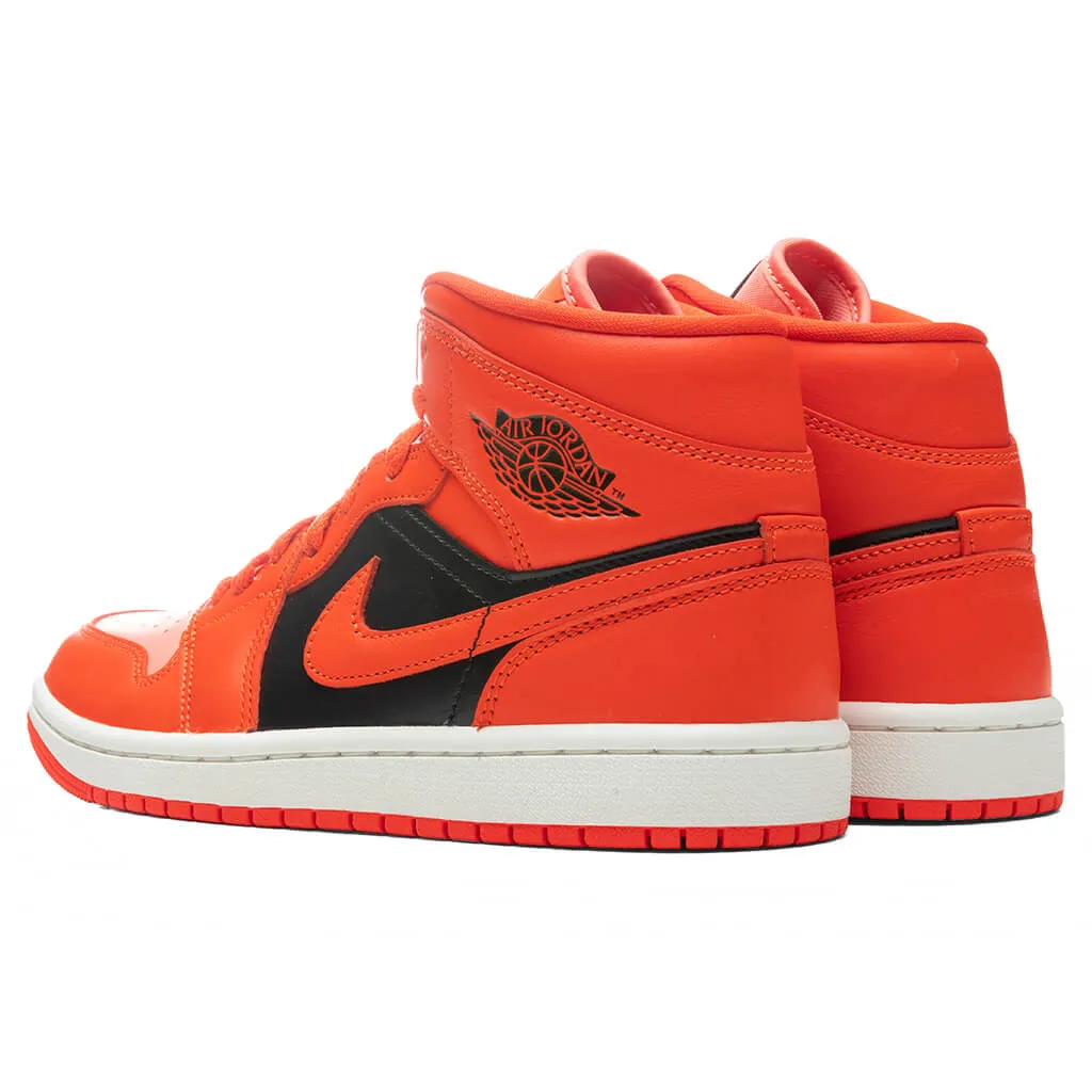 Air Jordan 1 Mid SE Women's - Crimson Bliss/Rush Orange/Black