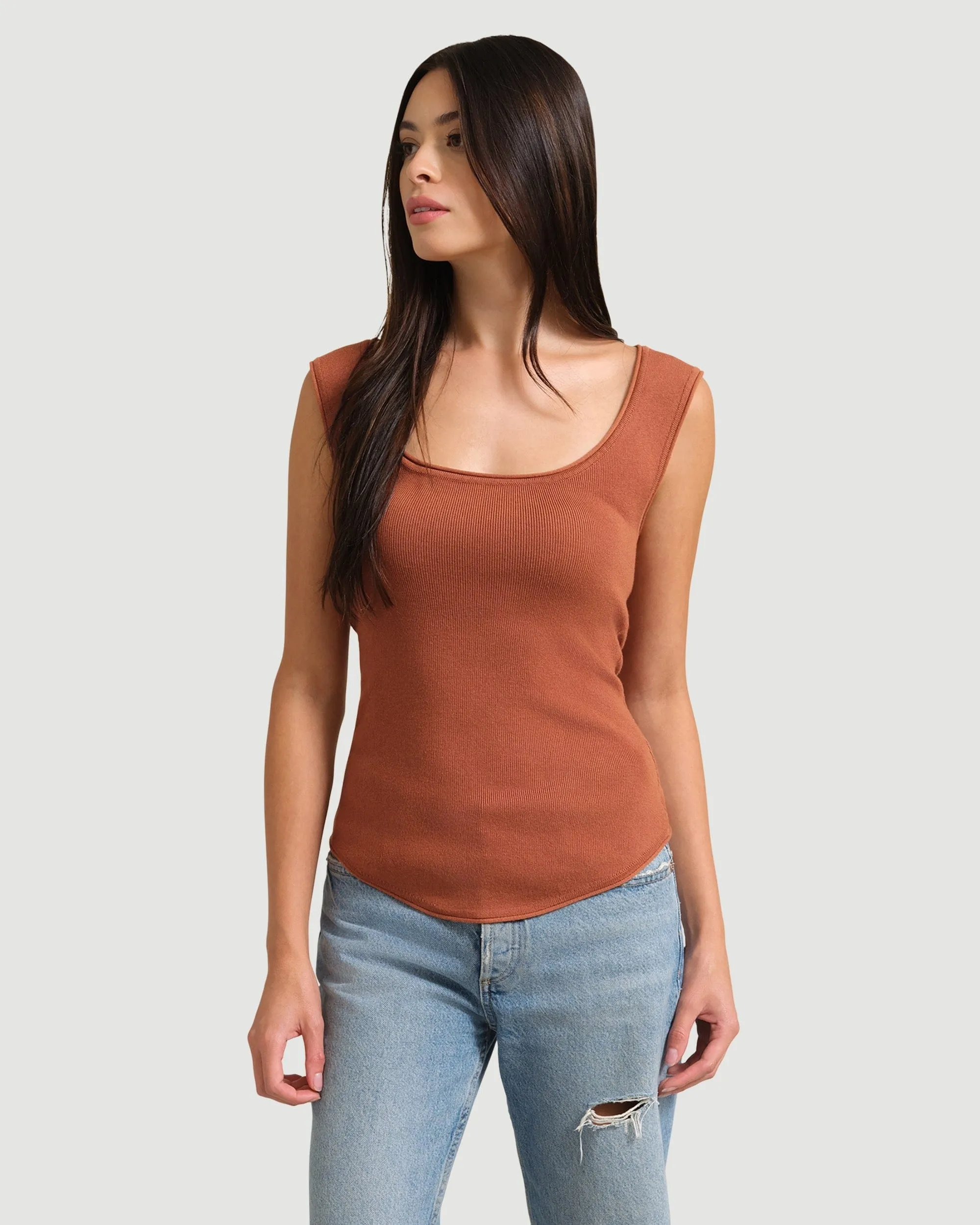 Alexis Keyhole-Back Sweater Tank | Burnt Sienna