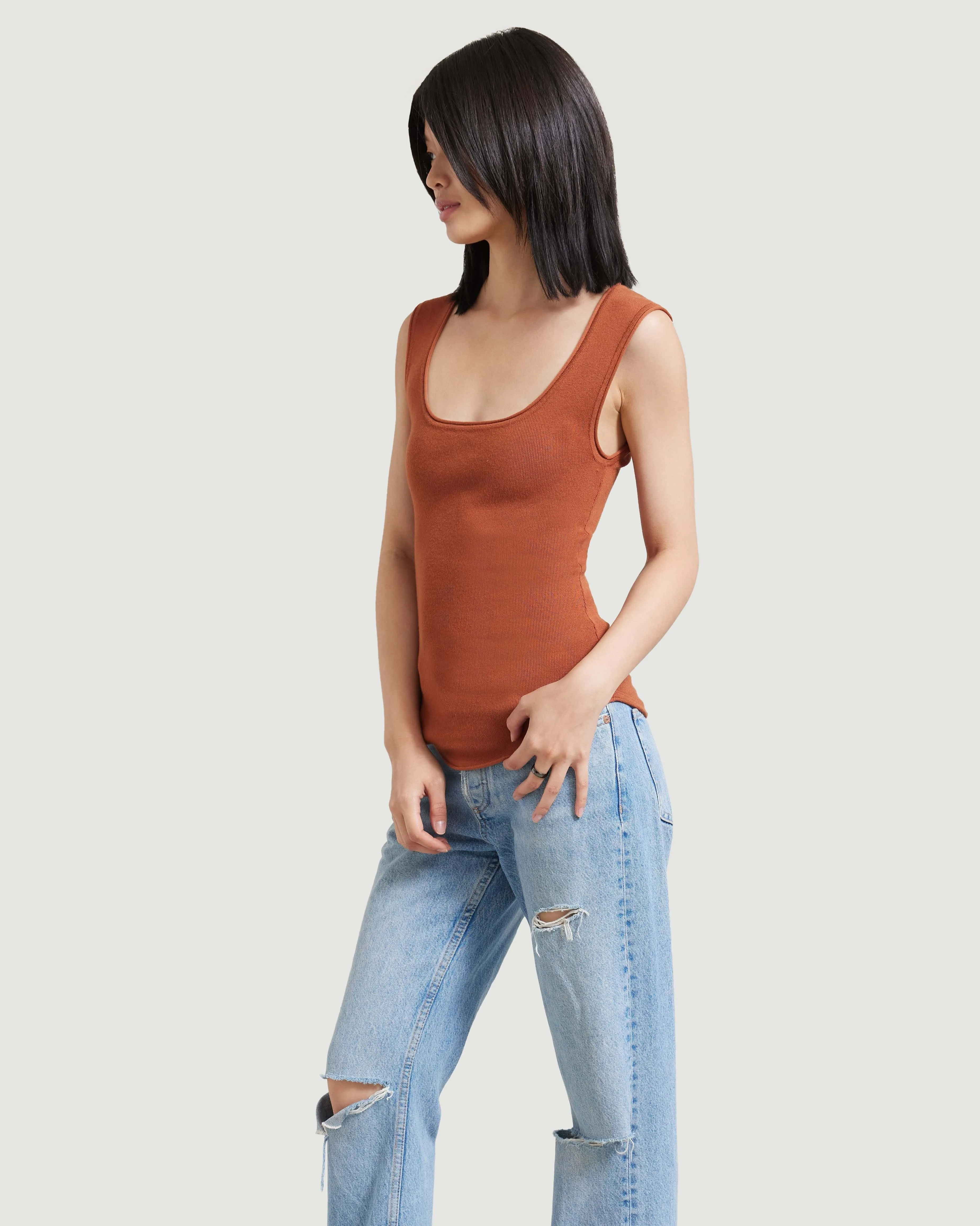 Alexis Keyhole-Back Sweater Tank | Burnt Sienna