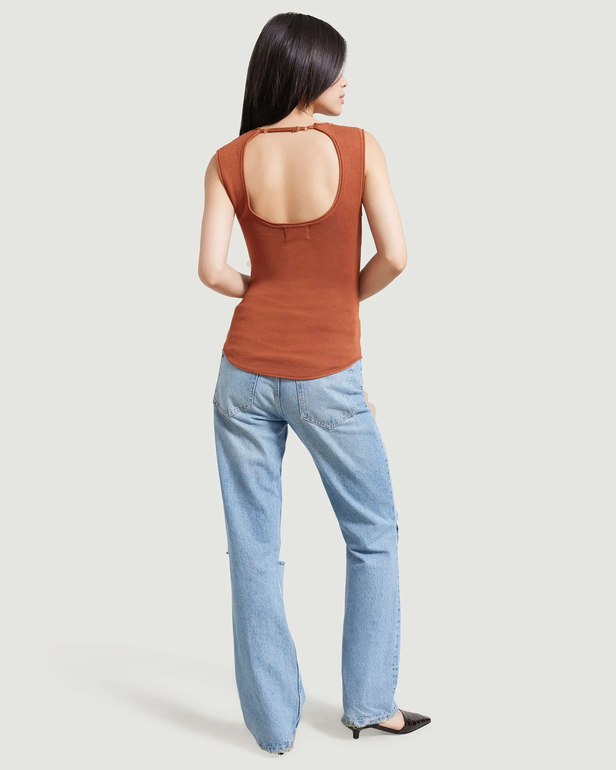 Alexis Keyhole-Back Sweater Tank | Burnt Sienna