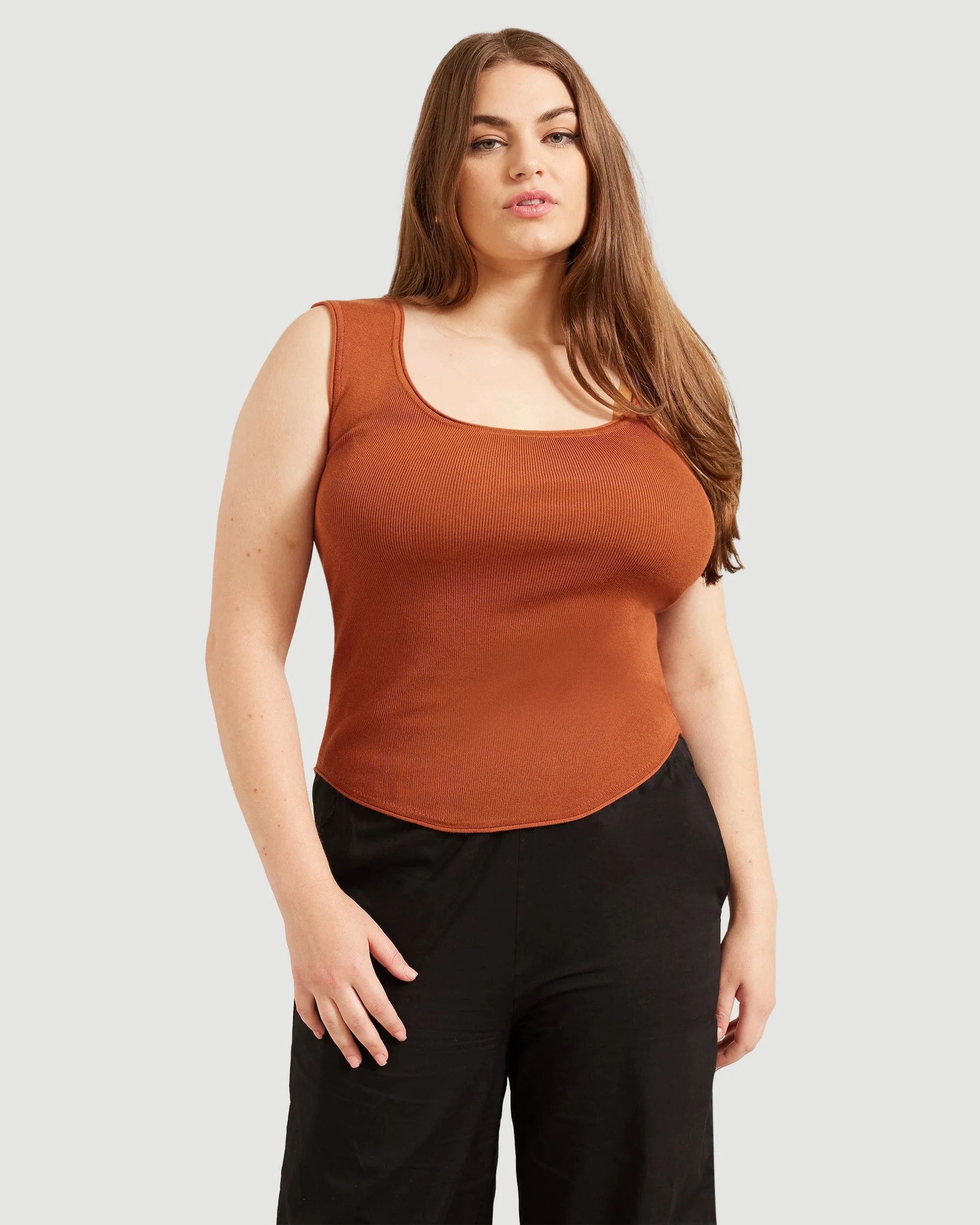 Alexis Keyhole-Back Sweater Tank | Burnt Sienna