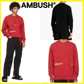 AMBUSH  |Crew Neck Long Sleeves Plain Cotton Logo Sweatshirts