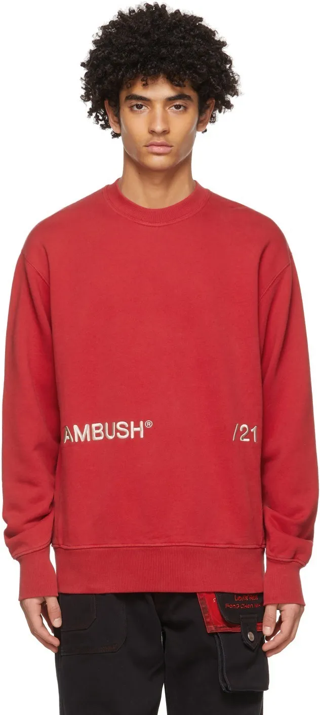 AMBUSH  |Crew Neck Long Sleeves Plain Cotton Logo Sweatshirts