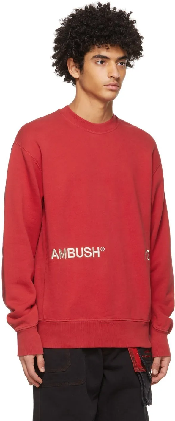 AMBUSH  |Crew Neck Long Sleeves Plain Cotton Logo Sweatshirts