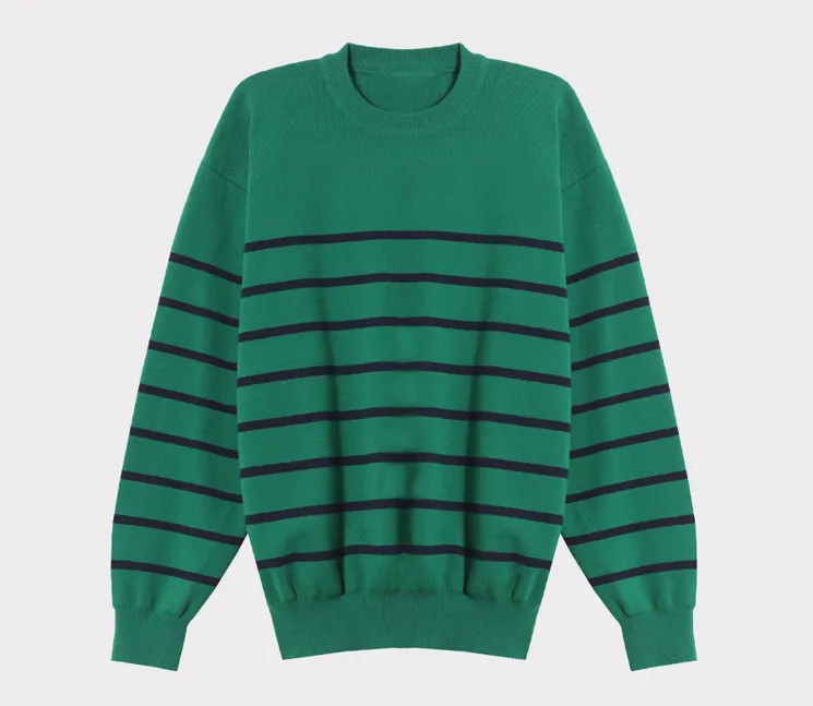 ASCLO  |Crew Neck Pullovers Stripes Unisex Cashmere Street Style