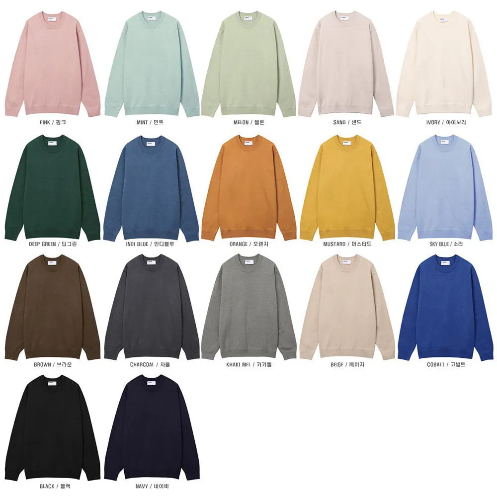 ASCLO  |Crew Neck Pullovers Unisex Fine Gauge Street Style