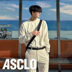 ASCLO  |Crew Neck Pullovers Unisex Fine Gauge Street Style