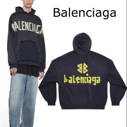 BALENCIAGA  |Pullovers Unisex Street Style Long Sleeves Plain Cotton