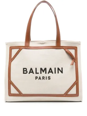 Balmain    Balmain B Army Medium Canvas And Leather Trims Tote Bag