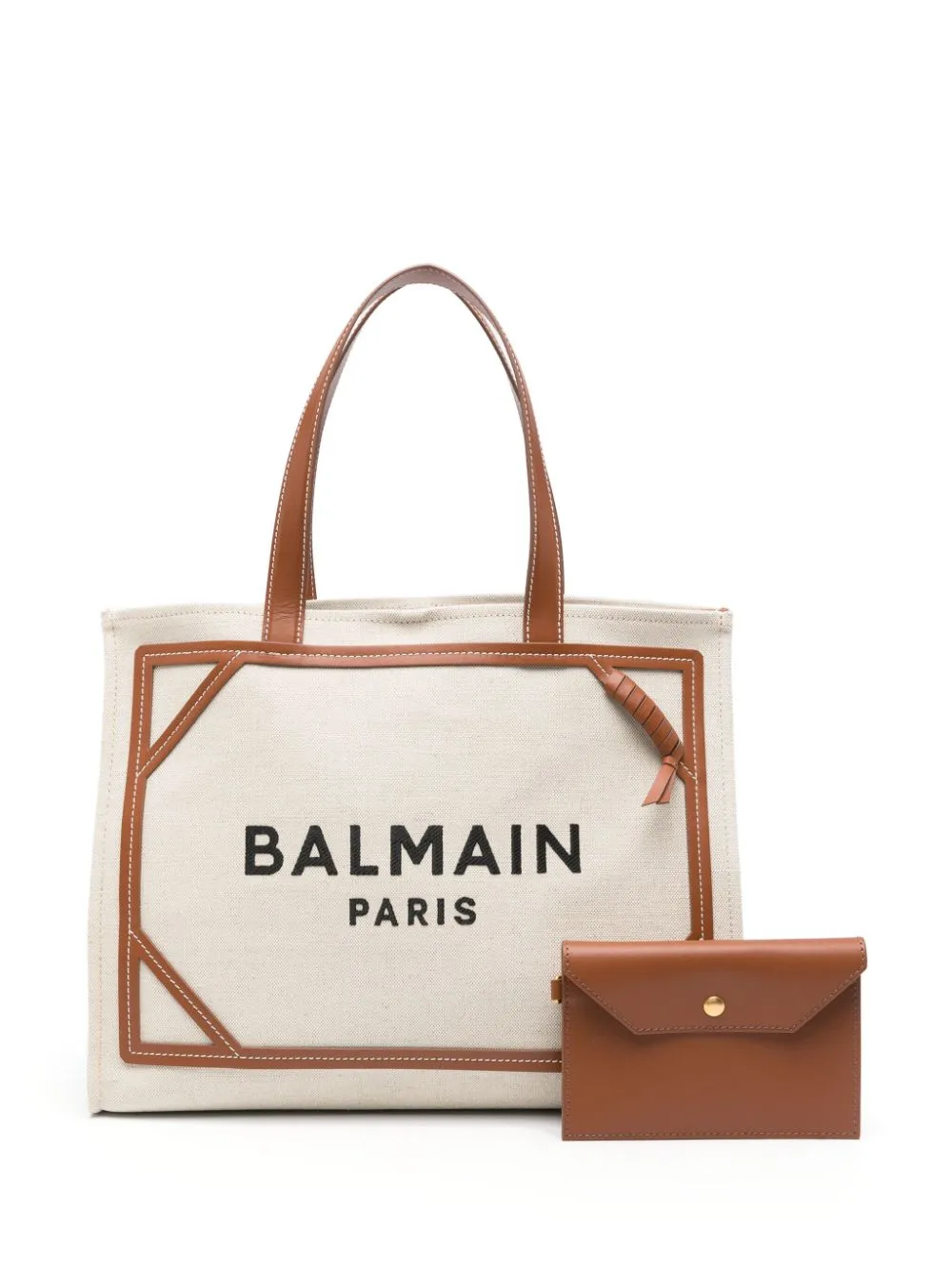 Balmain    Balmain B Army Medium Canvas And Leather Trims Tote Bag