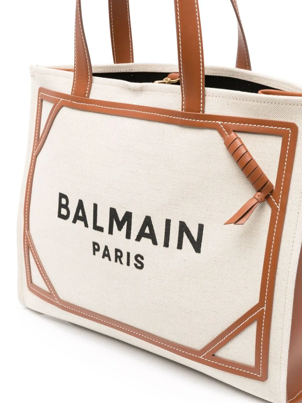 Balmain    Balmain B Army Medium Canvas And Leather Trims Tote Bag