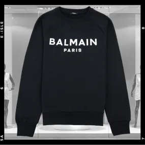 BALMAIN  |Crew Neck Long Sleeves Cotton Logo Luxury Sweatshirts