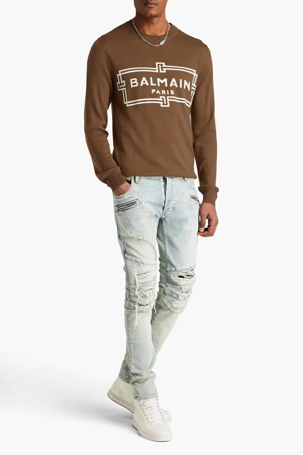 BALMAIN  |Wool Long Sleeves Logo Luxury Sweatshirts