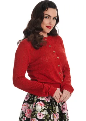 Banned Hearts Charm 50's Cardigan Red