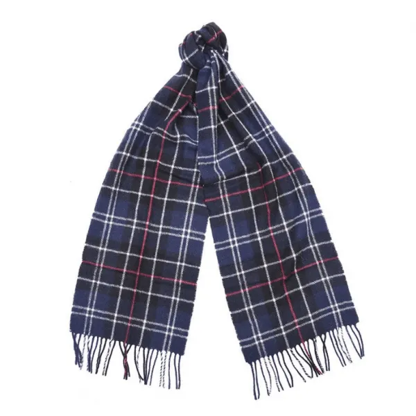 Barbour Tartan Lambswool Scarf in Navy/Red