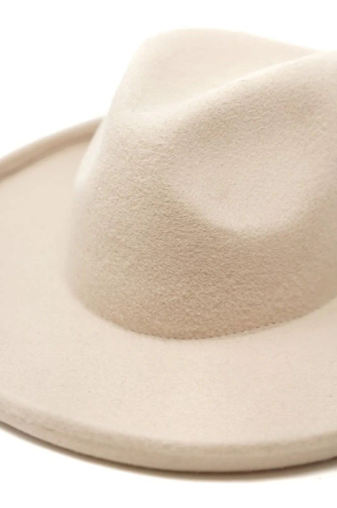 Beige Rolled Brim Rancher Style Hat