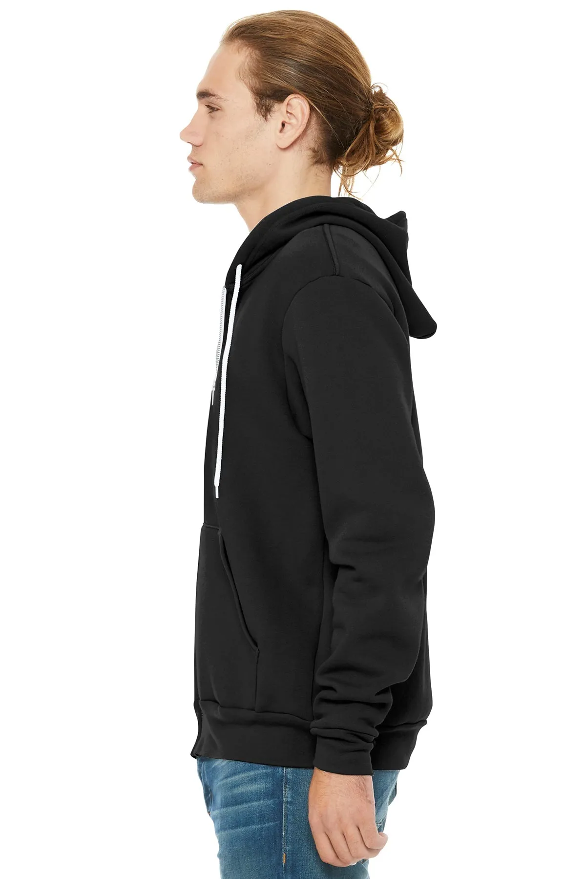 Bella Canvas Unisex Fleece Full-Zip Hoodie, Black