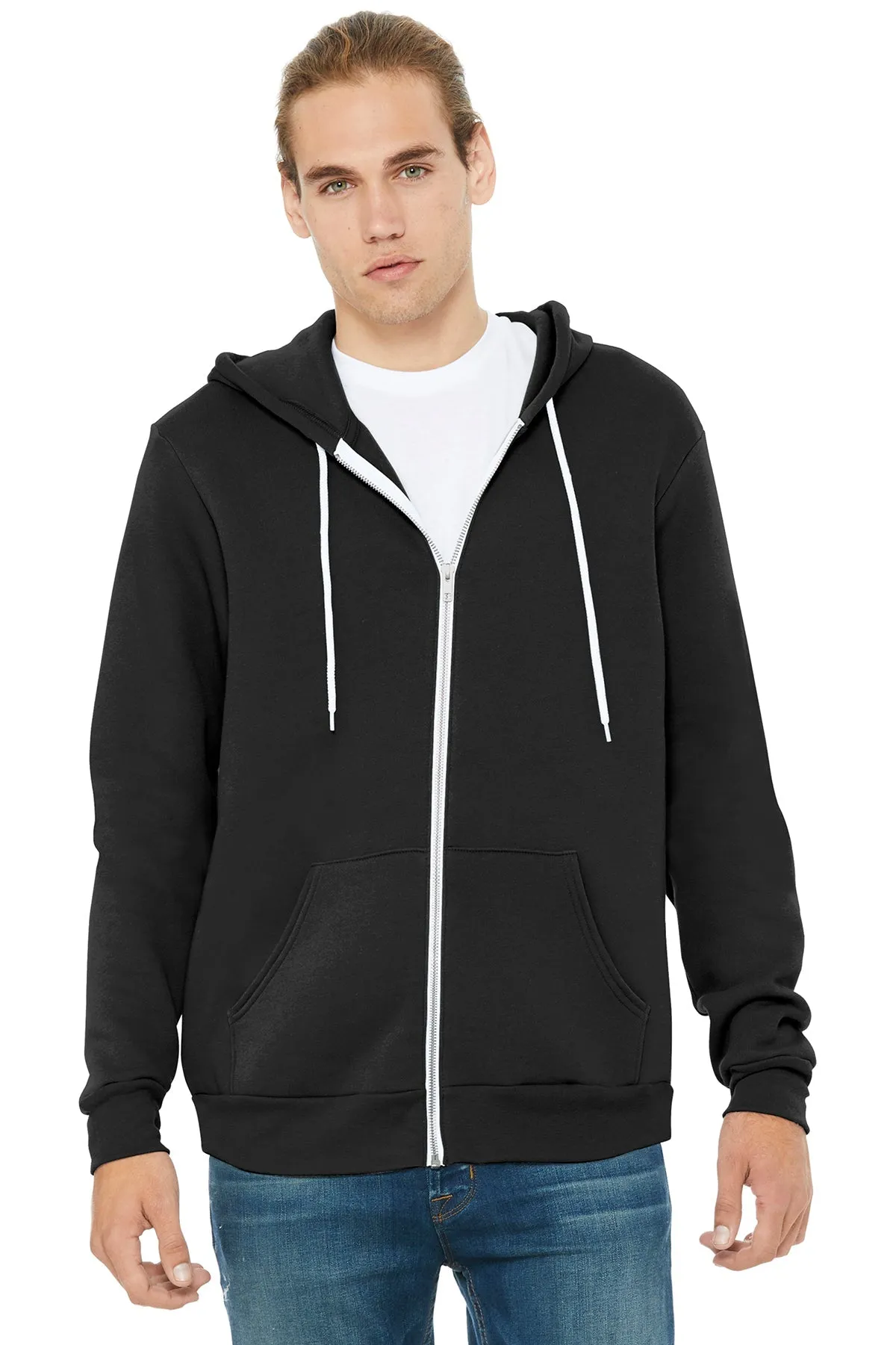 Bella Canvas Unisex Fleece Full-Zip Hoodie, Black