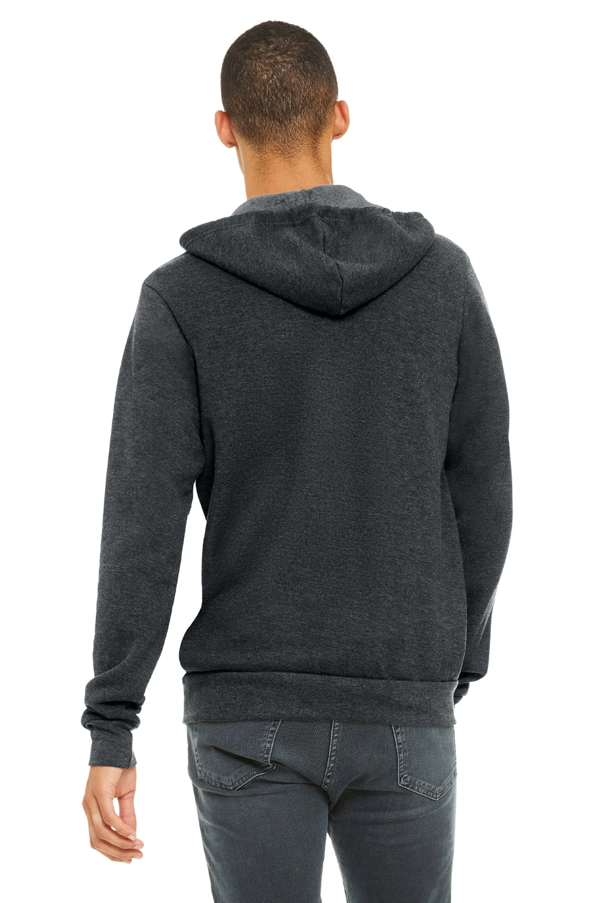 Bella Canvas Unisex Fleece Full-Zip Hoodie, Dark Grey