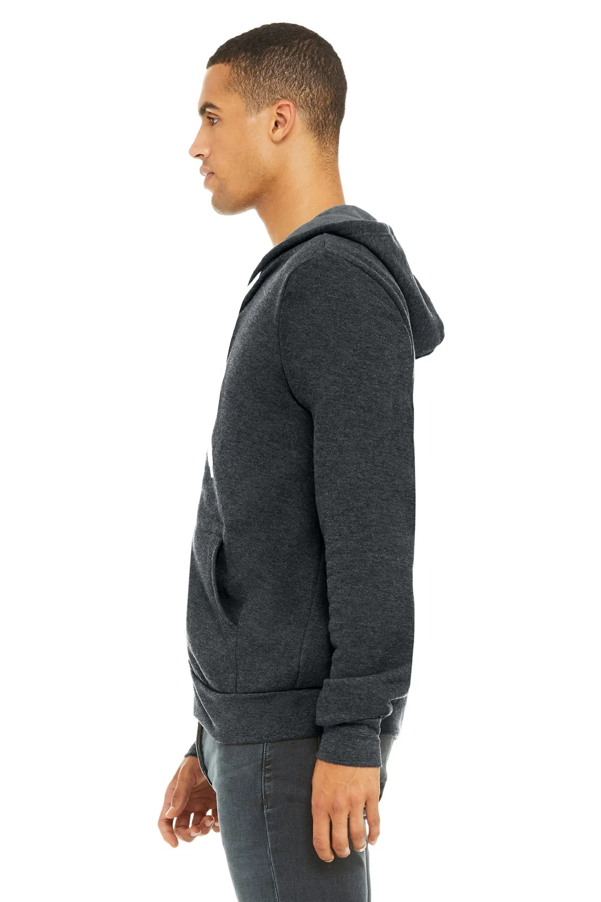 Bella Canvas Unisex Fleece Full-Zip Hoodie, Dark Grey