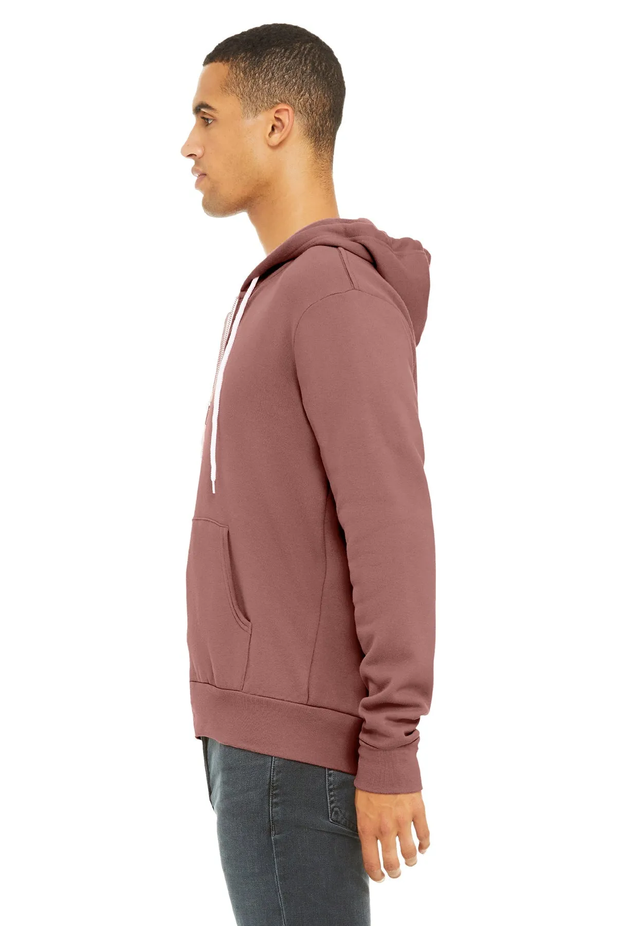 Bella Canvas Unisex Fleece Full-Zip Hoodie, Mauve