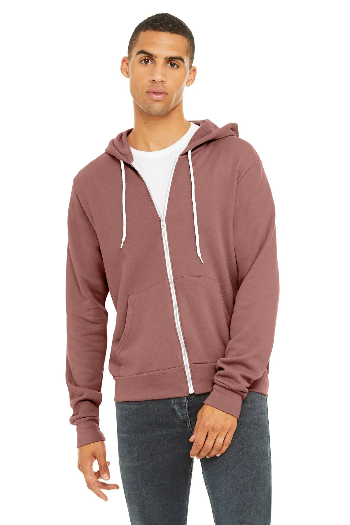 Bella Canvas Unisex Fleece Full-Zip Hoodie, Mauve