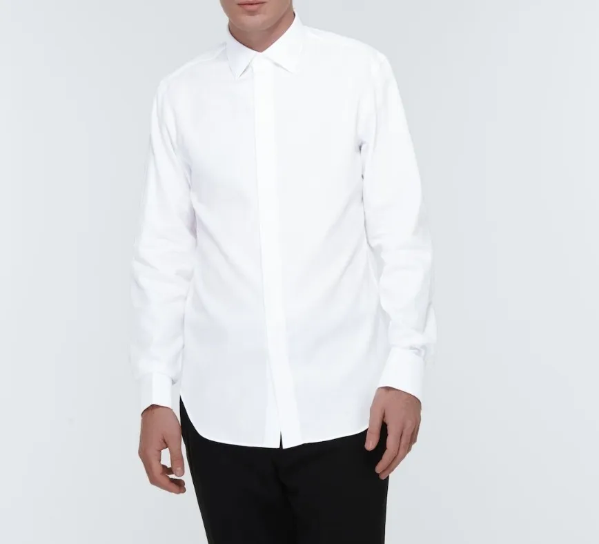 Berluti  |Long Sleeves Plain Cotton Logo Luxury Shirts