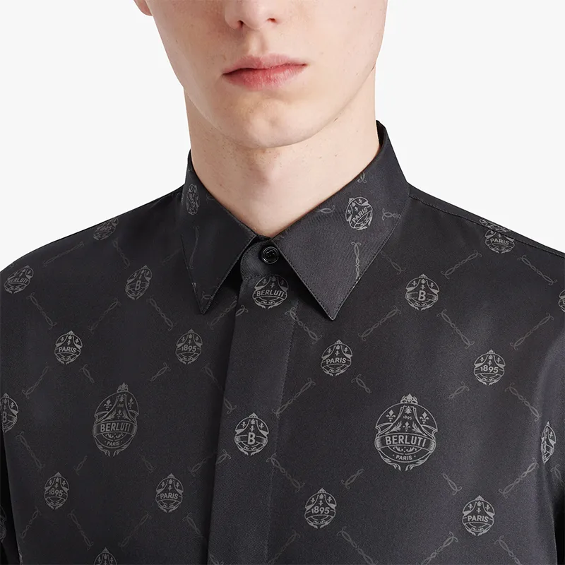 Berluti  |Silk Long Sleeves Logo Luxury Shirts