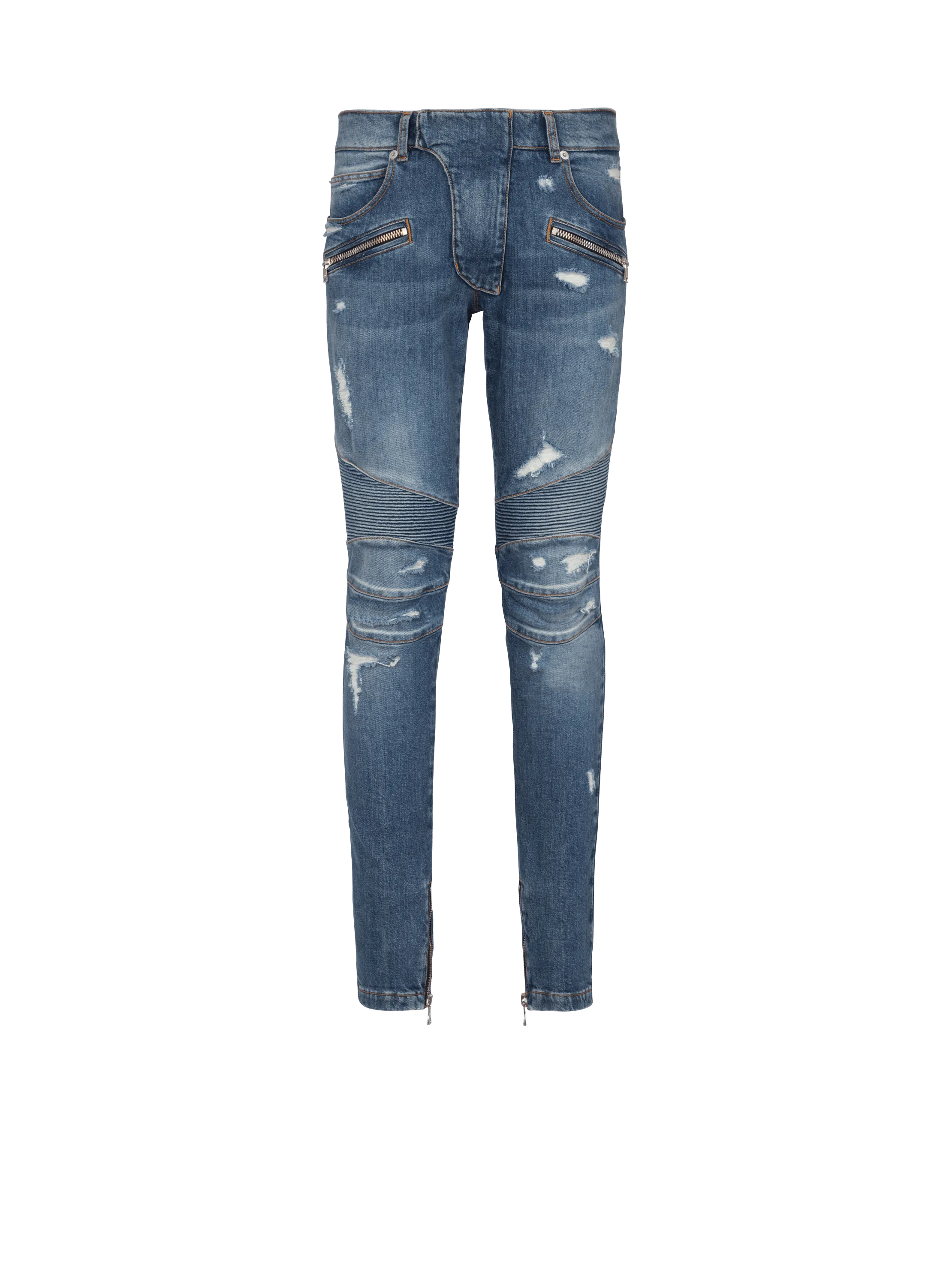 Biker jeans in faded denim