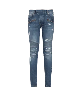 Biker jeans in faded denim