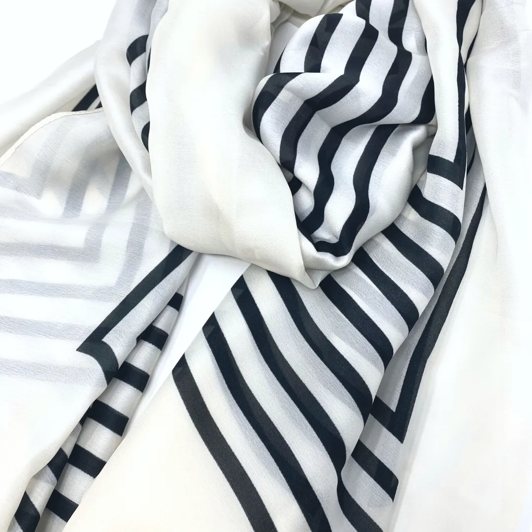 Black & White Stripe Ultrasoft Lightweight Scarf