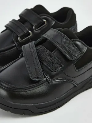 Black Leather Double Strap School Shoes | School | George at ASDA