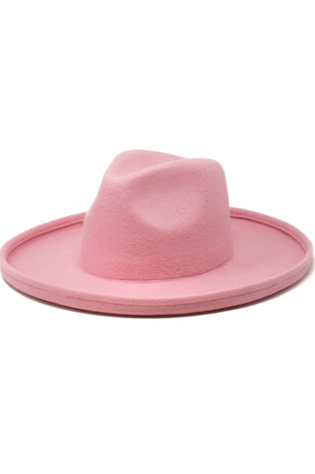 Blush Pink Rolled Brim Rancher Style Hat