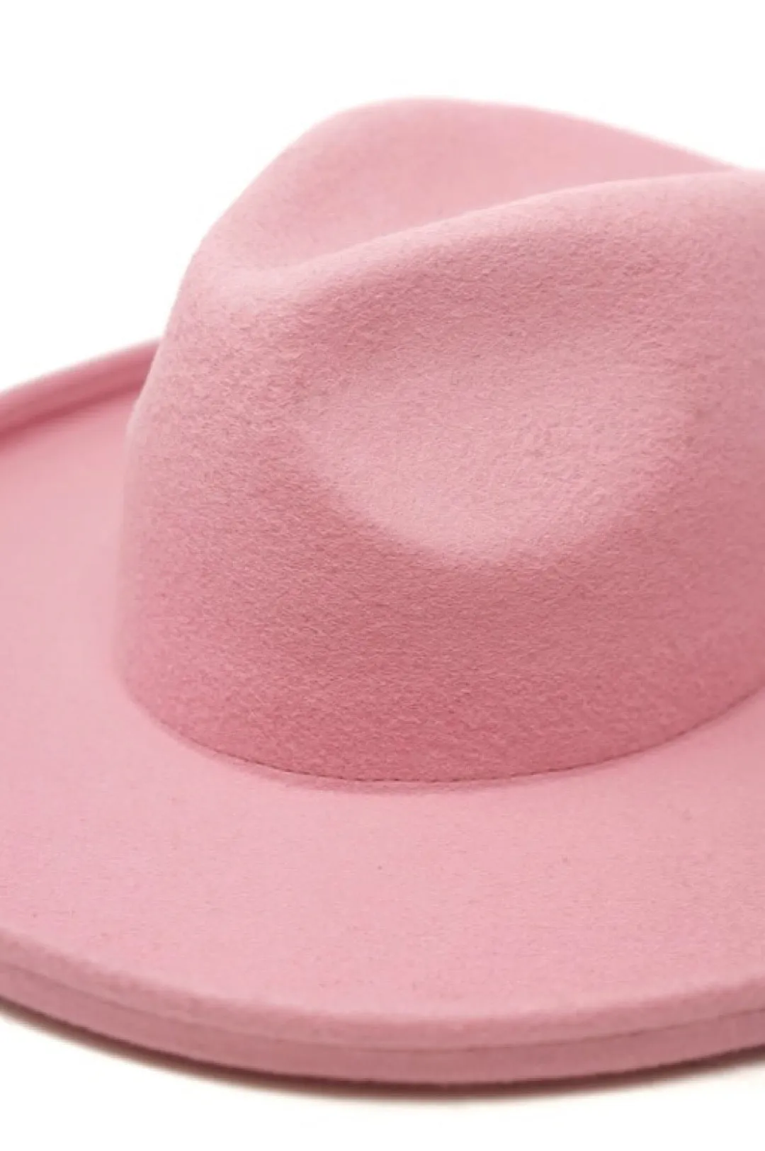 Blush Pink Rolled Brim Rancher Style Hat