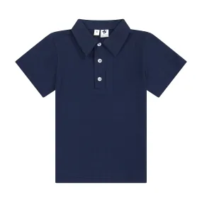 Boys Short Sleeve Polo Navy Knit