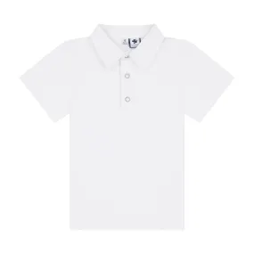 Boys Short Sleeve Polo White Knit