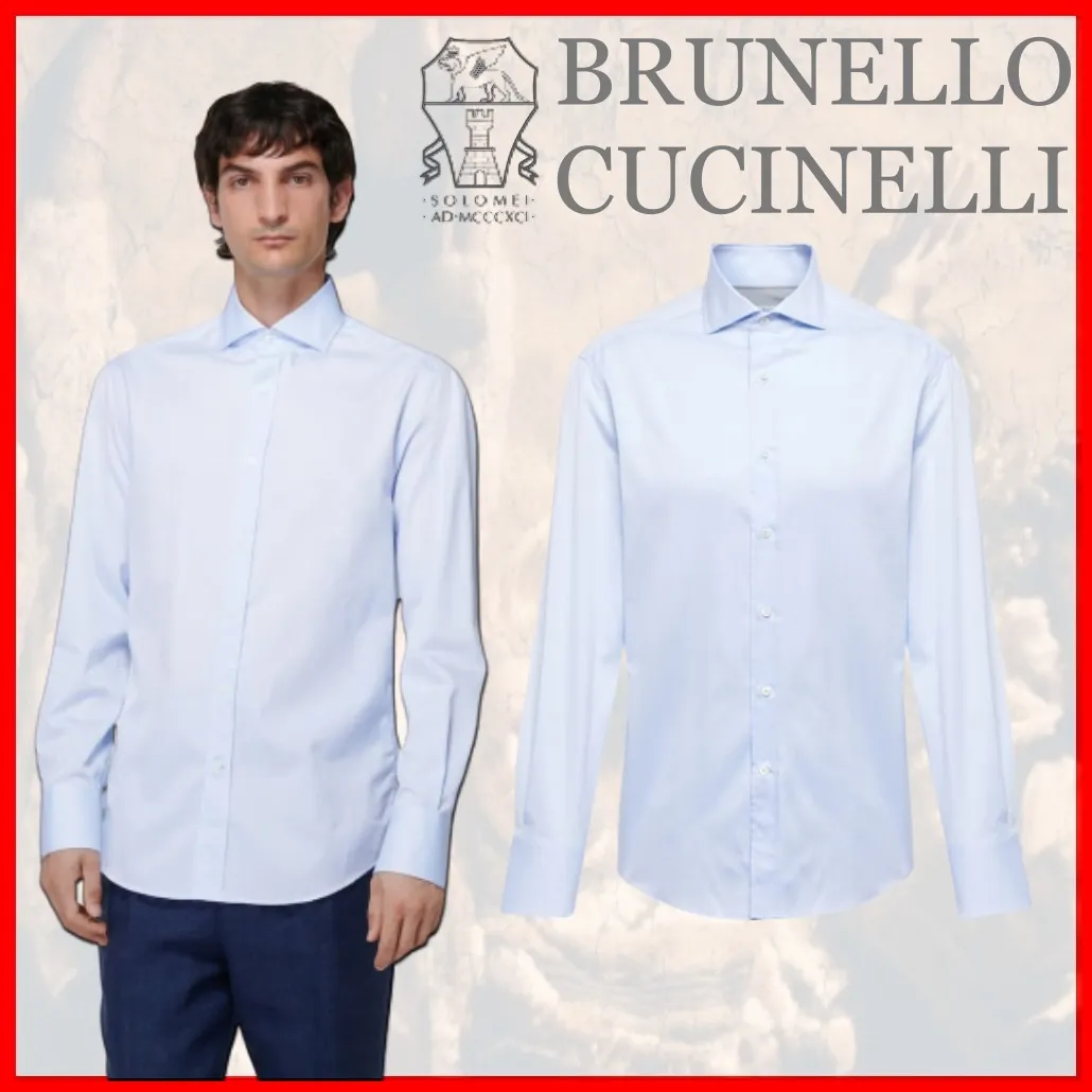 BRUNELLO CUCINELLI  |Long Sleeves Plain Cotton Polos