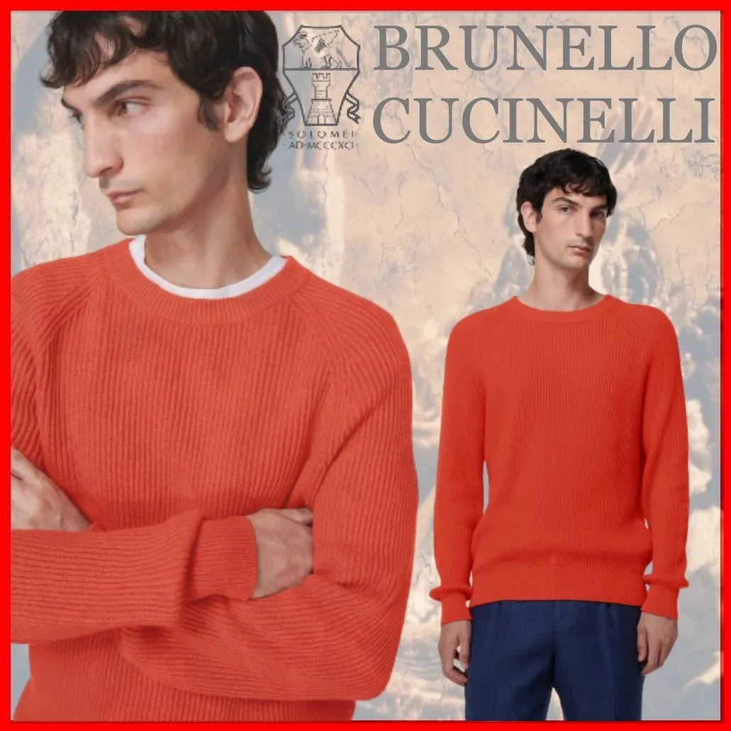 BRUNELLO CUCINELLI  |Long Sleeves Plain Cotton Sweaters