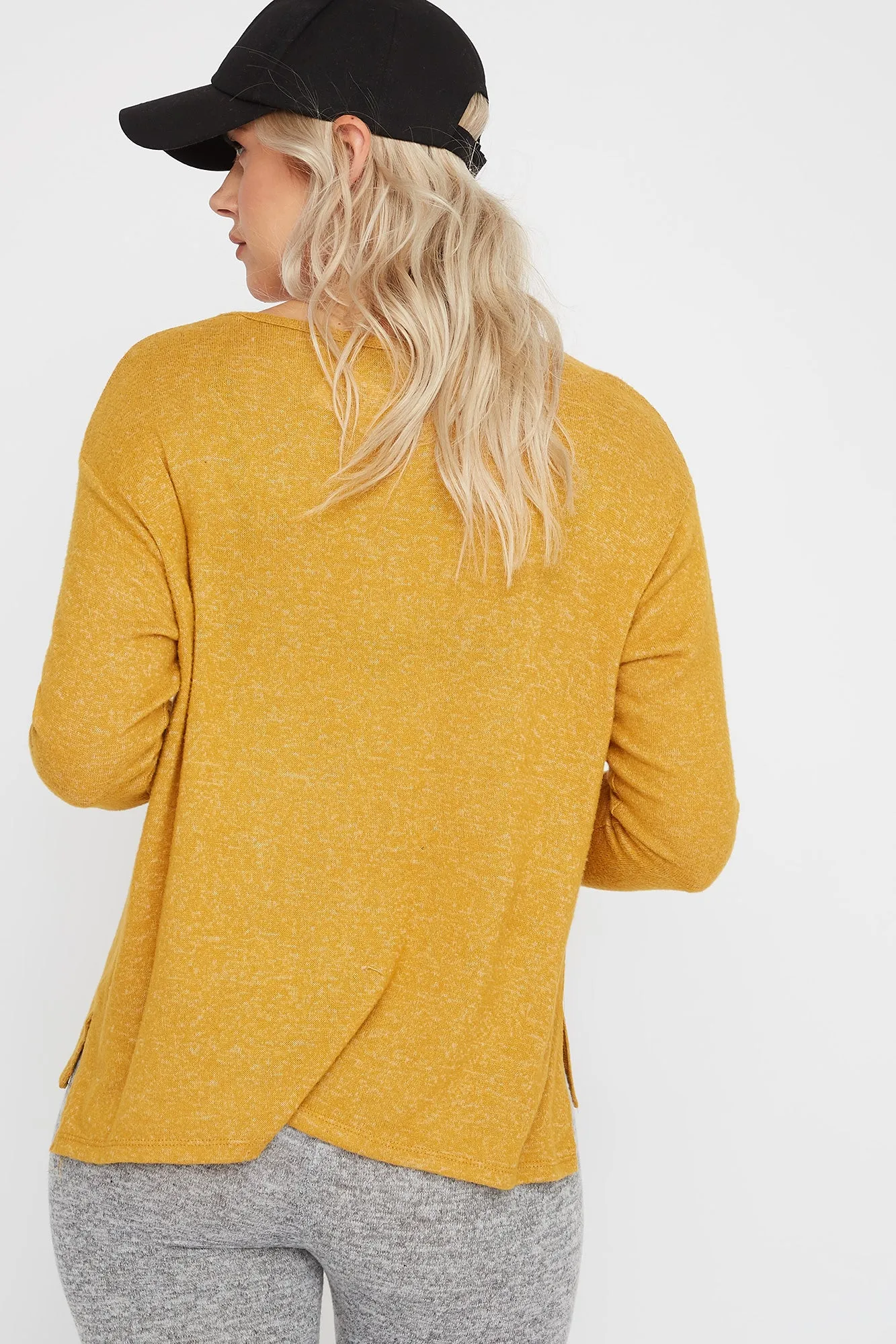 Brushed Scoop Neck Long Sleeve