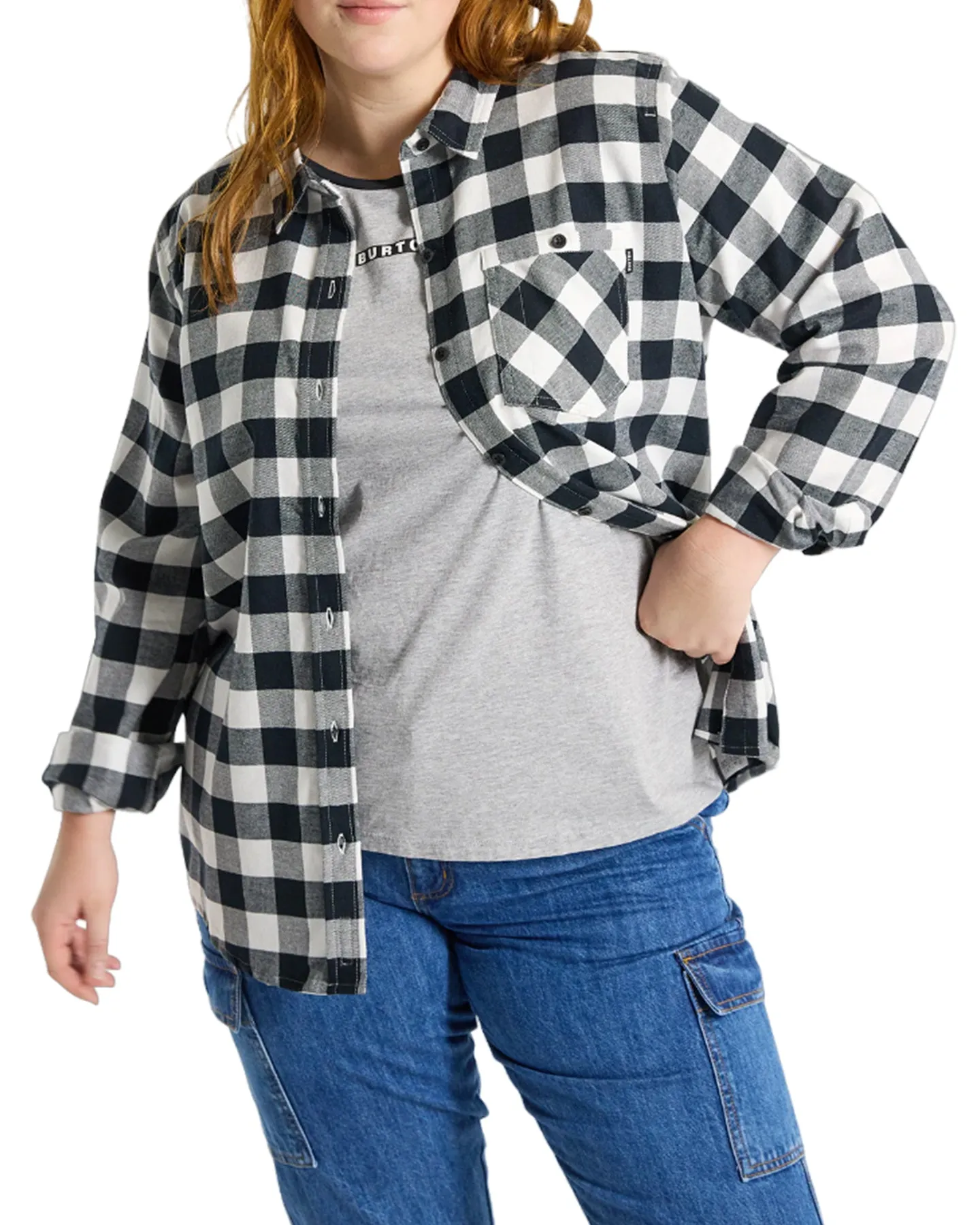 Burton Women's Favorite Long Sleeve Flannel - Stout White Buffalo Plaid